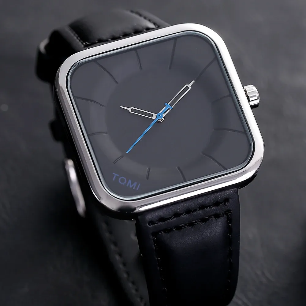 DHgate.com:TOMI Square Watch: Leather Strap Casual Quartz
