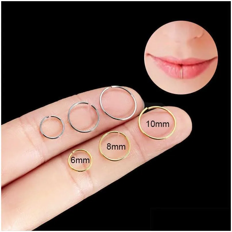 Labret Lippe Piercing Schmuck Mode G23/F136 Titan 20G eingekreist Ring Nase Knorpel Schleife Creolen Punktion Körper Großhandel Dr. Dhkze