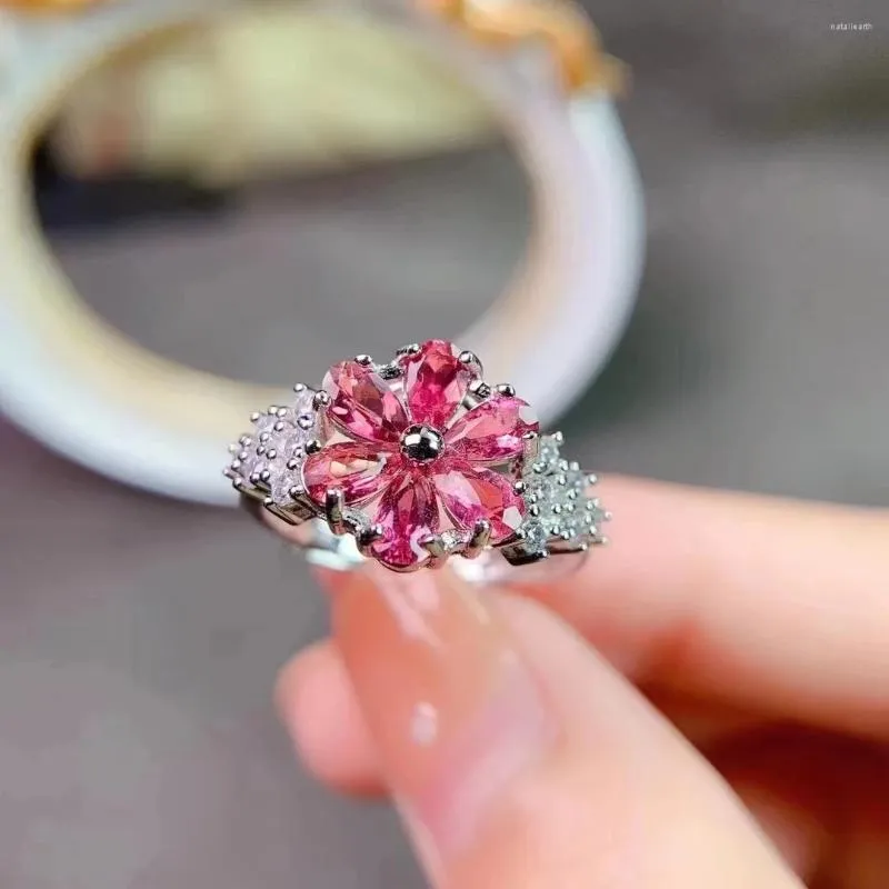 Anéis de cluster Natural Garnet Sier Ring para festa 6 peças 3mm 5mm VVS Grade Janeiro Birthstone