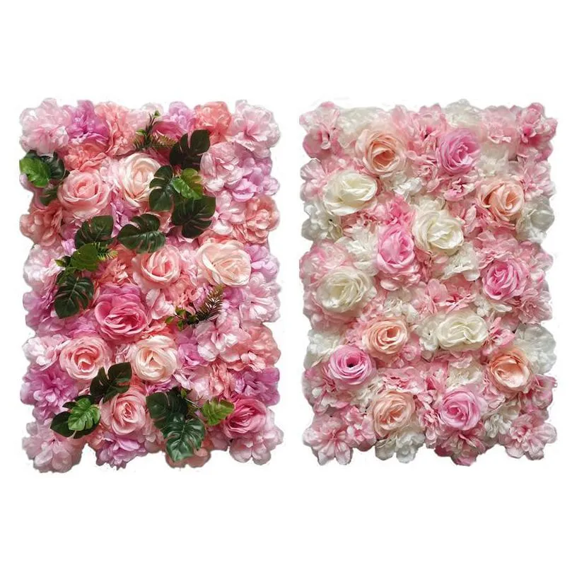 Flores decorativas grinaldas painéis de parede de flor artificial 16 x 24 tapetes de seda para casamento de cenário dhg8c