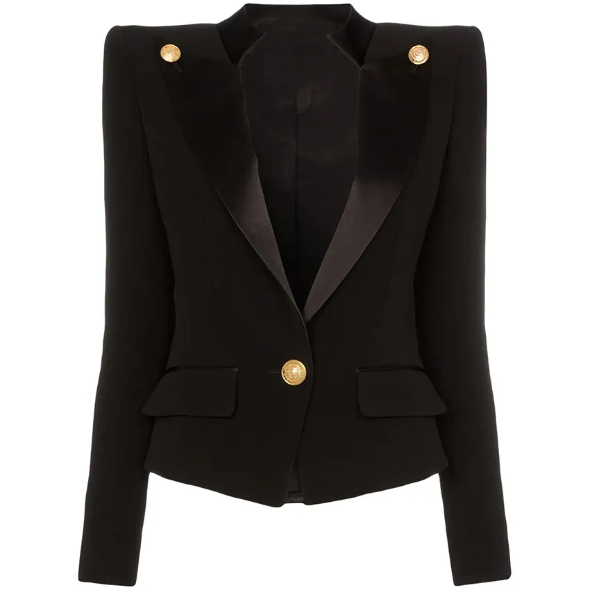 Ternos femininos Blazers Blazers de alta qualidade estilista blazer jaqueta feminina blazer de colar de cetim único feminino 230403
