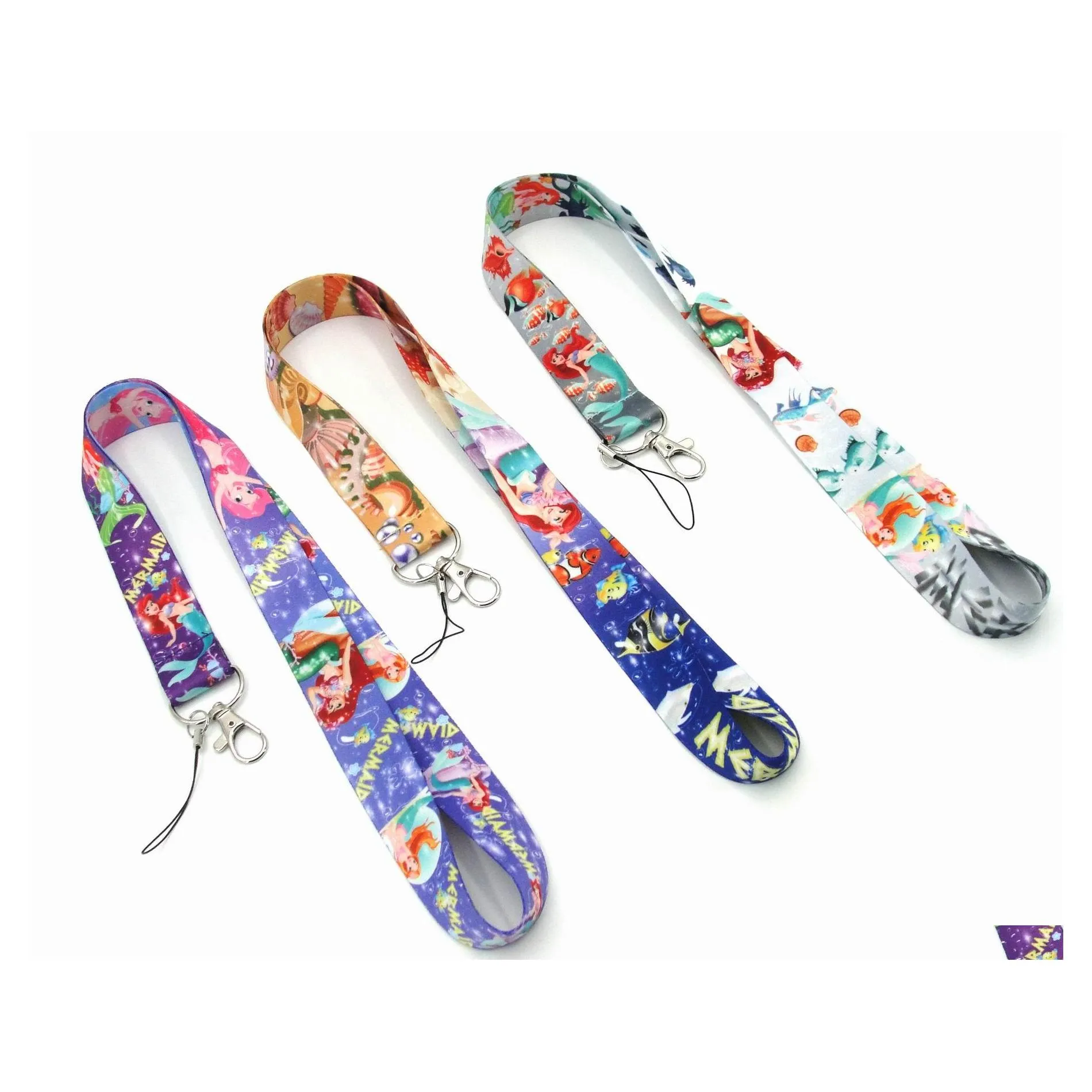 Arts And Crafts Factory Price 100 Piec Mermaid Lanyard Keychain Neck Strap Key Camera Id Phone String Pendant Badge Party Gift Acces Dhg0I