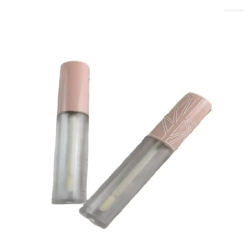 Opslagflessen Lege Lipgloss Tube 5 ml Roze Frosted Patroon Glazuur Lipgloss Verpakking Cosmetische Container 50 stuks