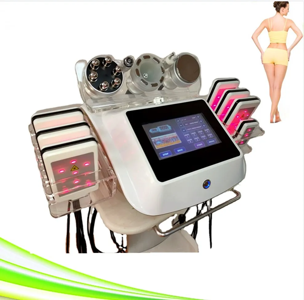 Lipo Laser Slimming Ultrasonic Cavition RF محمولة 6 في 1 سبا أبيض تردد ترد الجلد شد SPAME BIO EMS