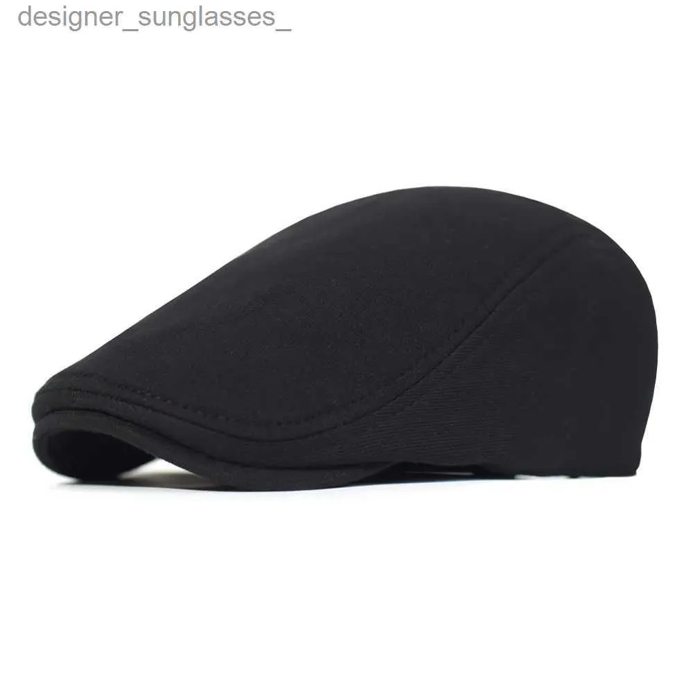 BERETS 2023 MEN BERETS Fashion Beret Cotton Solid Color Soft Top Casual Beanie Retro Literary Forward C Peak C Driver Hat Giftl231103