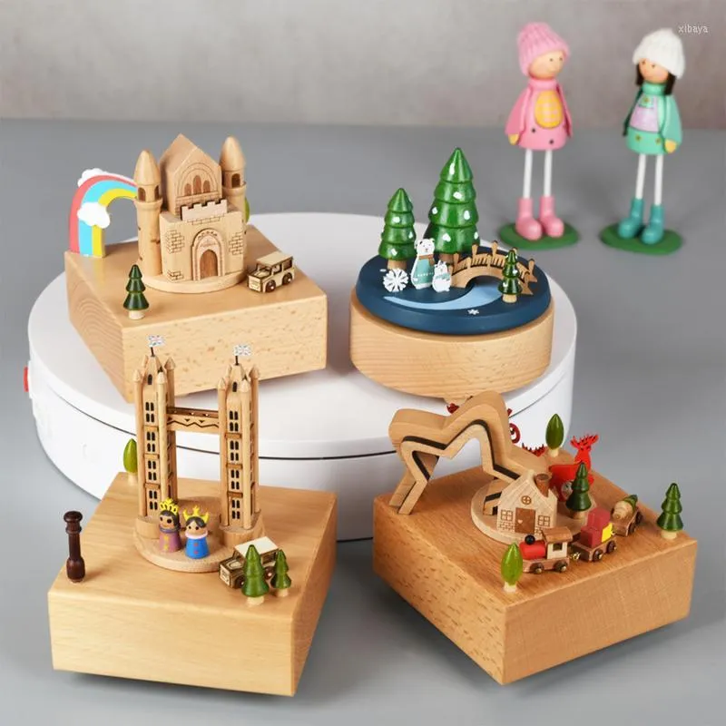 Figurine decorative Carillon in legno Giorno dei bambini Castello Artigianato Regali London Bridge Tower Conveniente per ragazzi e ragazze