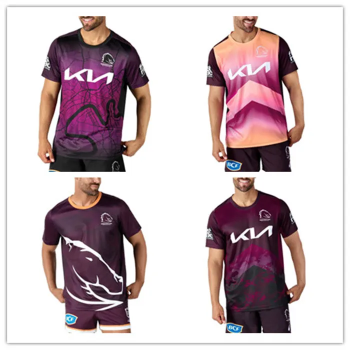 Mens T Shirts 2024 New Brisbane Bronco Rugby Jersey Mens Training Tee