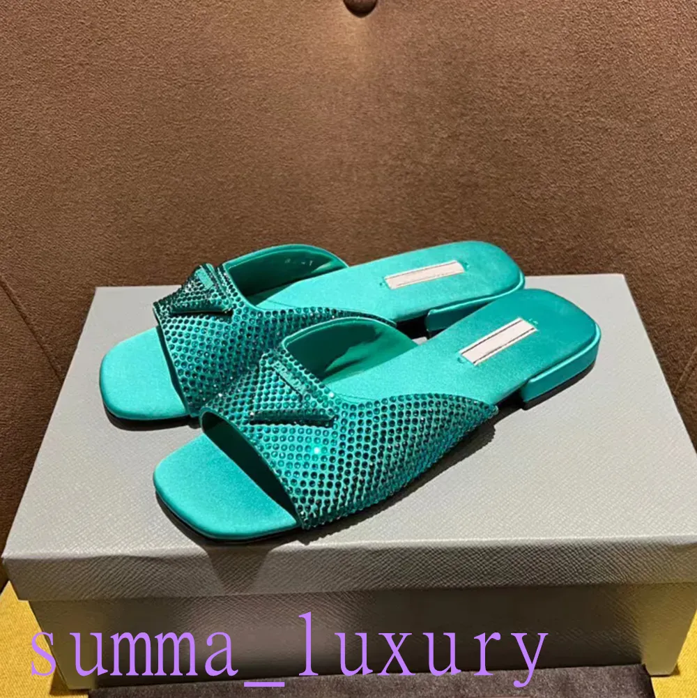 Luxury Street Style Rhinestone Diamond Slippers For Women High Heel, Chunky Block, Slip On, Open