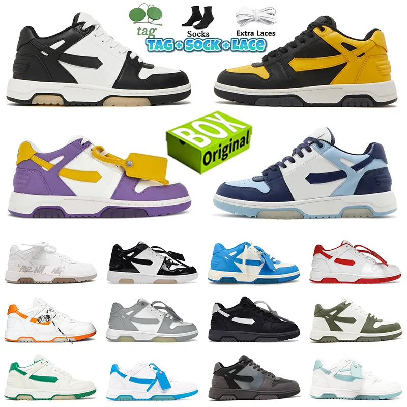 2024 Out Out Out Office Sneaker Ooo Low Tops Calf Leather Black With Box Designer Shoes Black Lemon Yellow White Purple Yellow Sand Red Mint Navy Blue Grey White Plate-Forme