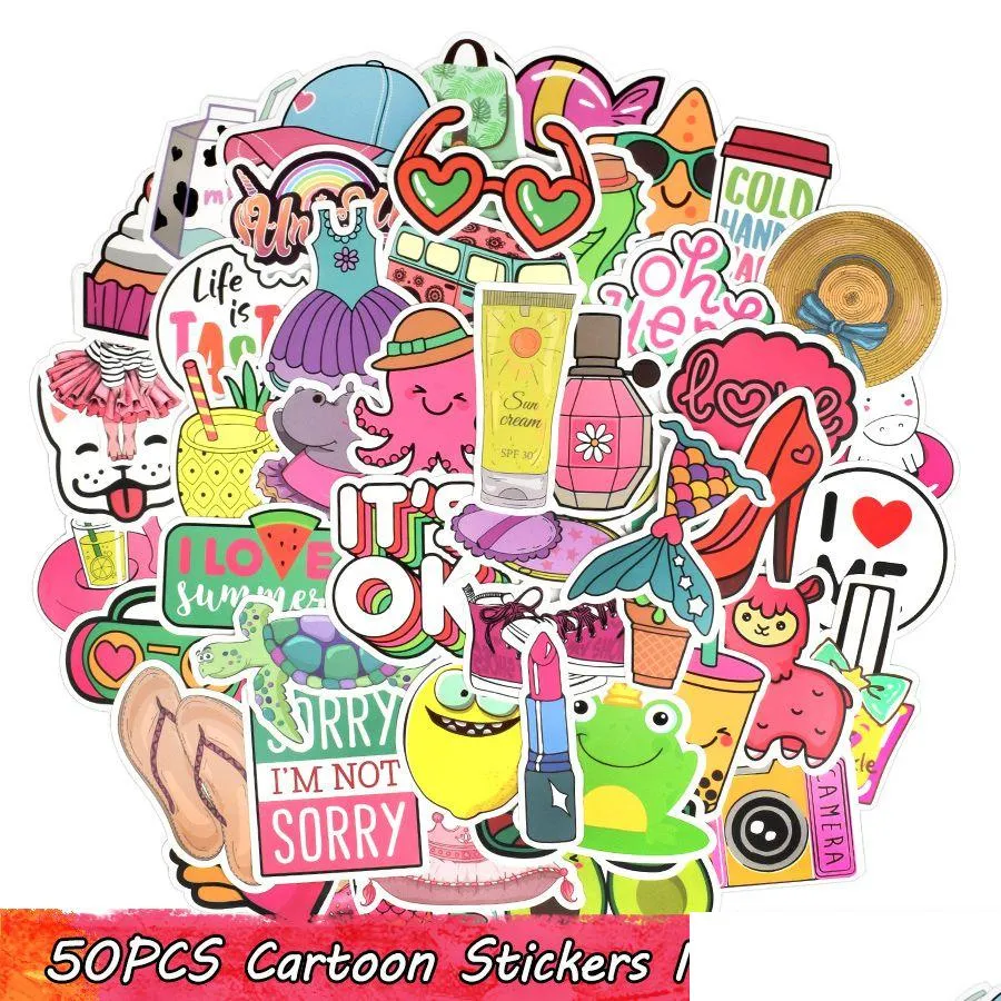 Pink Stickers 50PCS Aesthetic Pink Stickers for Water Bottles Vinyl Cute  Stickers Waterproof Cartoon Pink Stickers