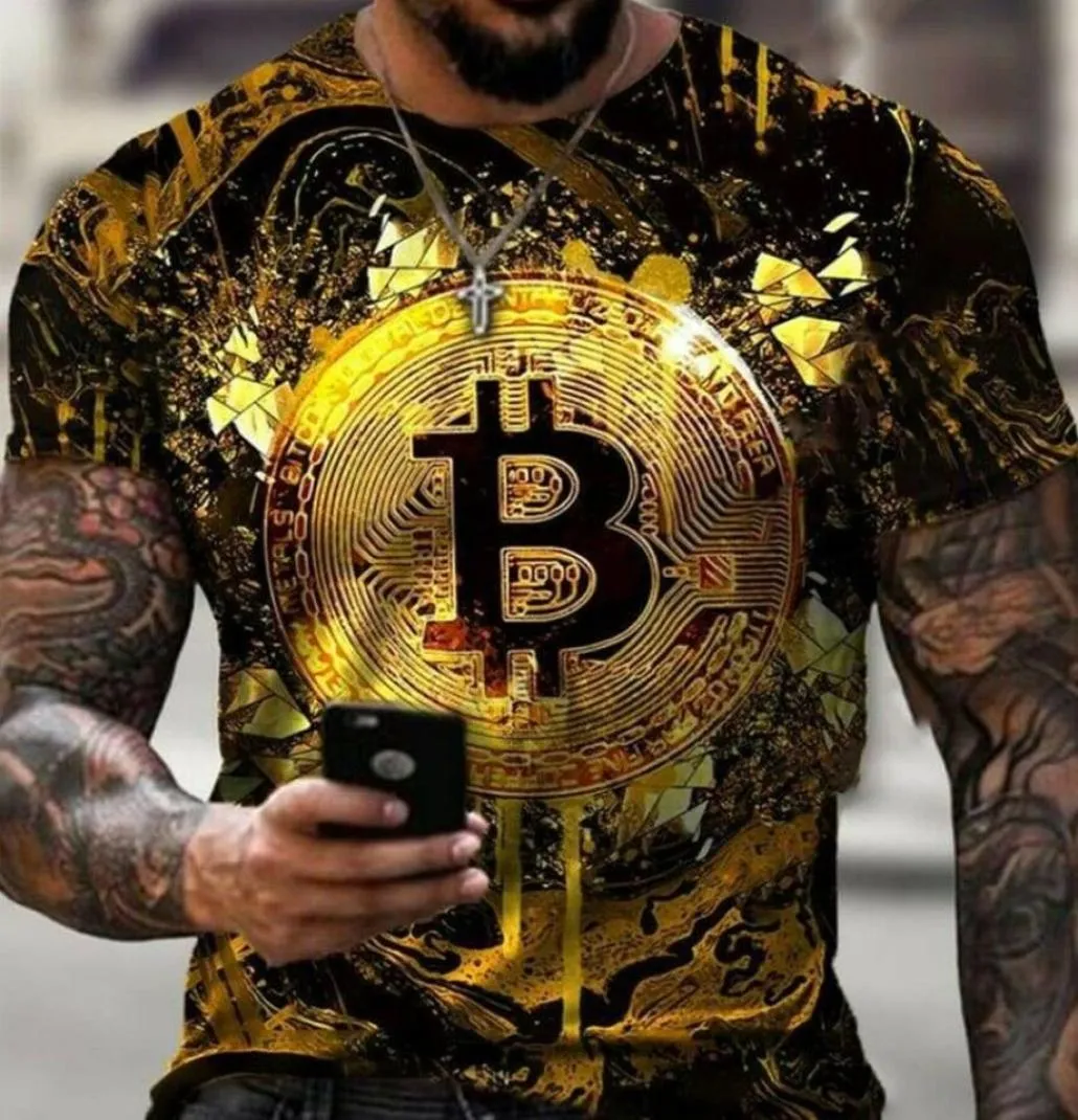 Heren T-shirts T-shirt Crypto Valutahandelaren Gouden Munt Katoenen overhemden2074274
