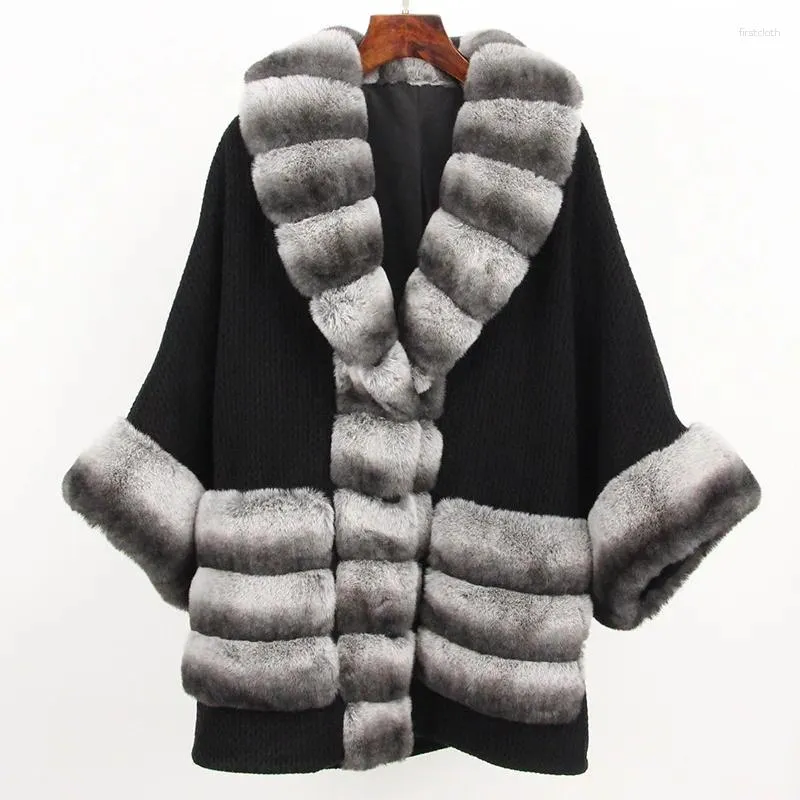 Women's Fur Type Lazy Hair Spliced Knitwear Loose Version Coat For Women