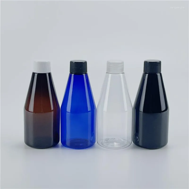 Storage Bottles Clear Black Brown Blue 200ML X 25 Plastic Conical With Screw Cap DIY SPA Essential Oil Toner Cosmetics Container