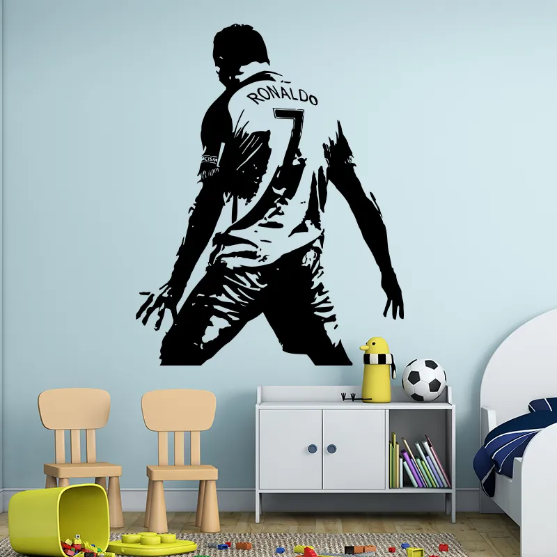 Adesivos de parede design CR7 papel de parede vinil faça você mesmo decoração para casa Cristiano Ronaldo decalque digital estrela de futebol quarto infantil jogador de futebol 230403