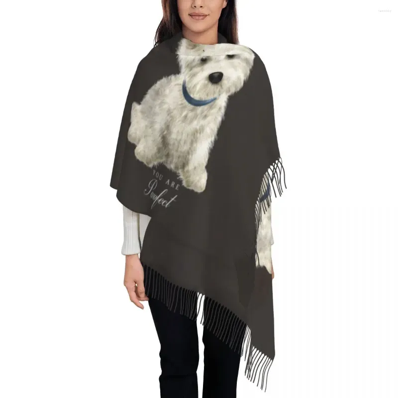 Foulards Westie West Highland White Terrier Chien Gland Écharpe Femmes Doux Châles Wraps Femelle Hiver Automne