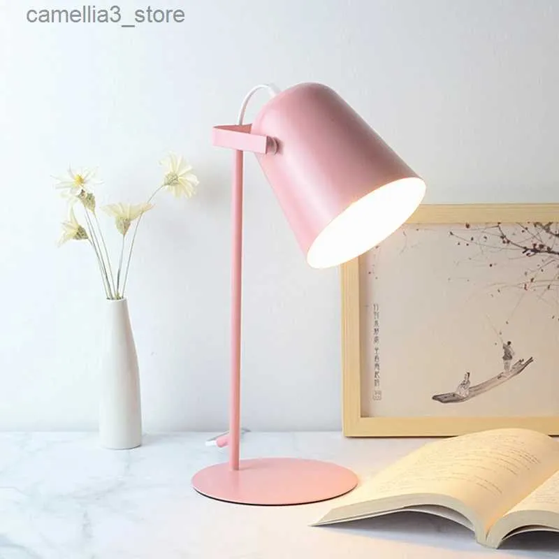 Lampy biurkowe różowe badanie lampa biurka stolik kawowy światło projekt do sypialni do czytania pomieszczenia komputerowego dekoracje oświetlenia estetyczne dekoracja domu Q231104