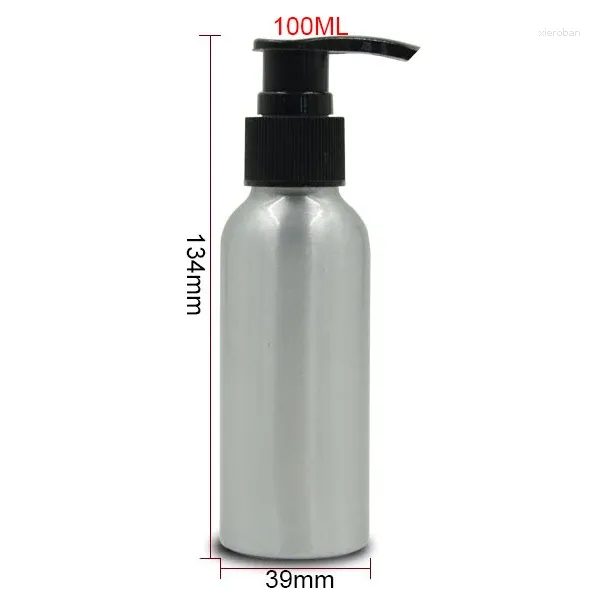 Bottiglie di stoccaggio 100 ml Riutilizzabile Pompa di Alluminio Bottiglia Vuota Shampoo Sub-imbottigliamento Spruzzatore Cosmetico Con Urto 20 pz/lotto FZ134