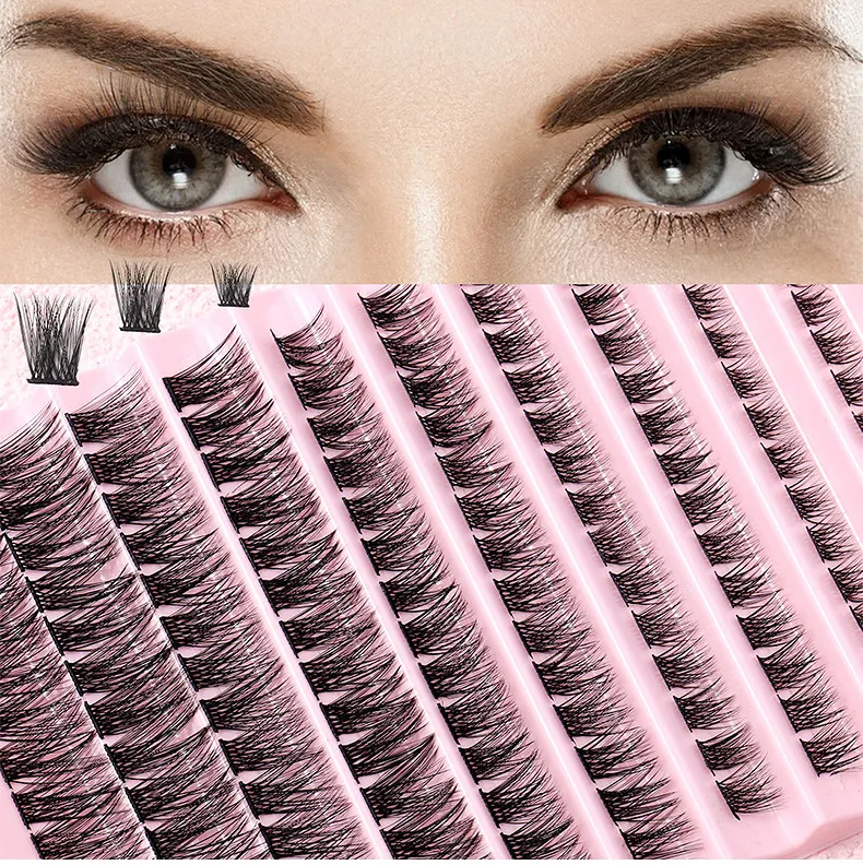 Thick Natural 140 Clusters Segmented Eyelashes Extensions Dense Vivid Handmade Reusable Grafted Fake Lashes Natural Light