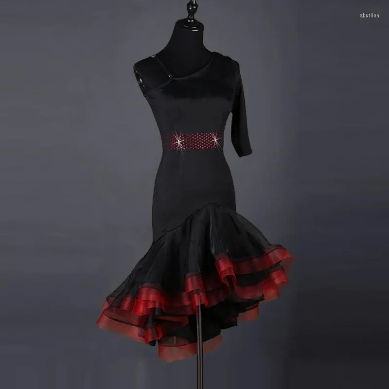 Scene Wear Ladies Latin Dance Costumes Adult High Quality Women Dress Girls Black S-XXL Dresses