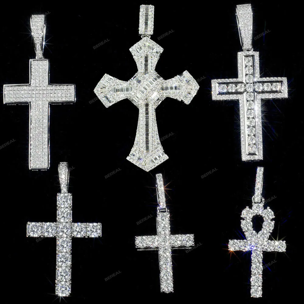 Wholesale VVS Moissanite Diamond Pendant Sterling Sier Jesus Cross For