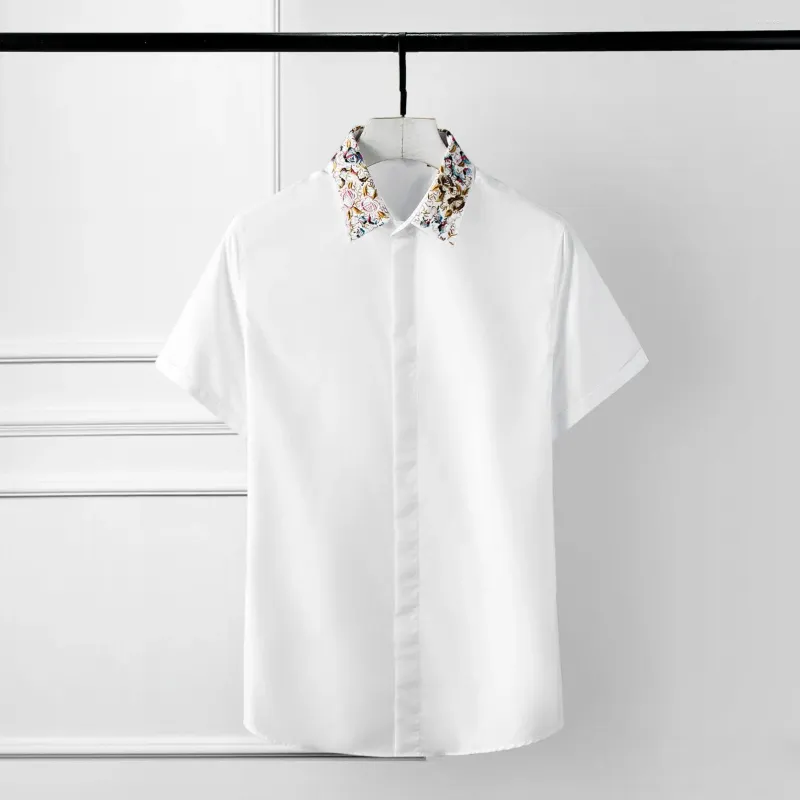 Erkekler Rahat Gömlek Yüksek Kaliteli Lüks Takı Yaz Erkekler İşlemeli Kısa Kollu Polo T Hommes Coton Gömlek