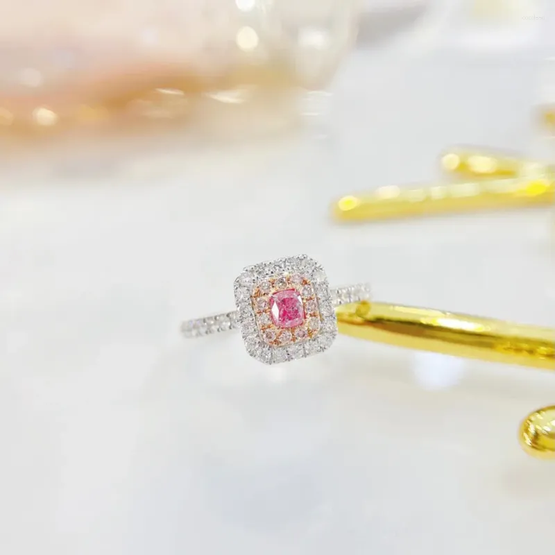 Anelli a grappolo YM2023 Gioielleria raffinata Oro 18 carati reale 0,15 ct Diamanti rosa Anello di fidanzamento per matrimonio Femminile per donna TX