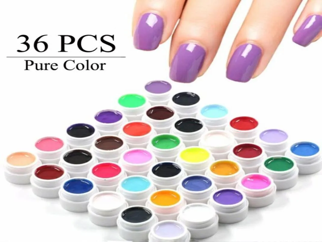 Whole36 Pure Color UV Gel Nail Art Советы DIY Украшения для ногтей Маникюр Гель-лак для ногтей Наращивание Pro Гель-лаки для макияжа T4030654