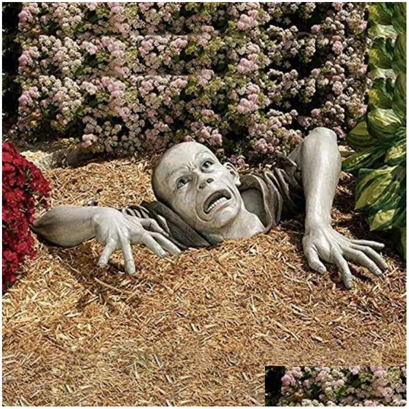 Decorazioni da giardino Scpture Decorazione Zombie di Montclaire Moors Statua Terrore Ornamento realistico per decorare Dhkjf