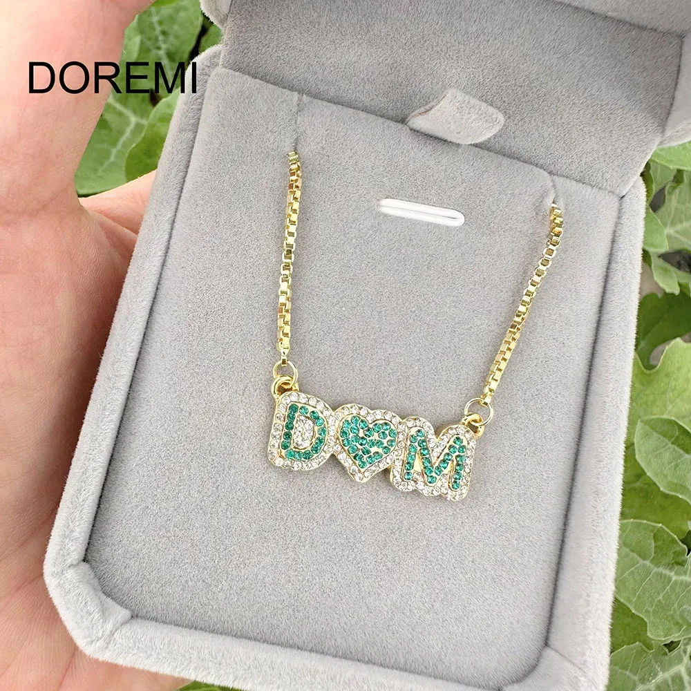 Pendanthalsband Doremi Custom Name Halsband Kristallfärgad Birthstone Personlig bubbla smycken för kvinnor Mor 231102