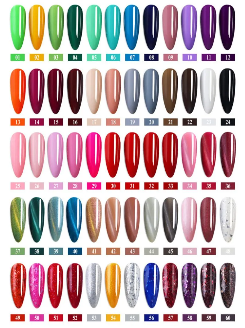 UV Nail Gel Lim Polish 60 Färger 7 ml Semi Permanent Nail Lack Soak Off Glitter Nails Art Gels ENAMEL3720554