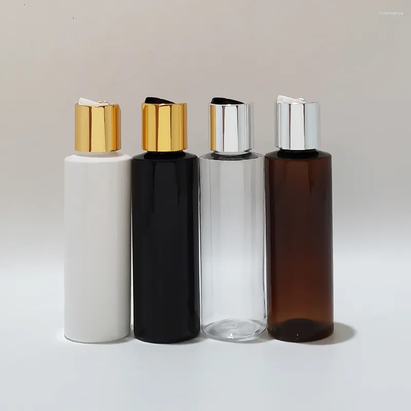 Storage Bottles 120ml Empty Shampoo Plastic Bottle Gold Silver Disc Cap Container Travel Refillable Body Lotion Liquid Soap Packaging