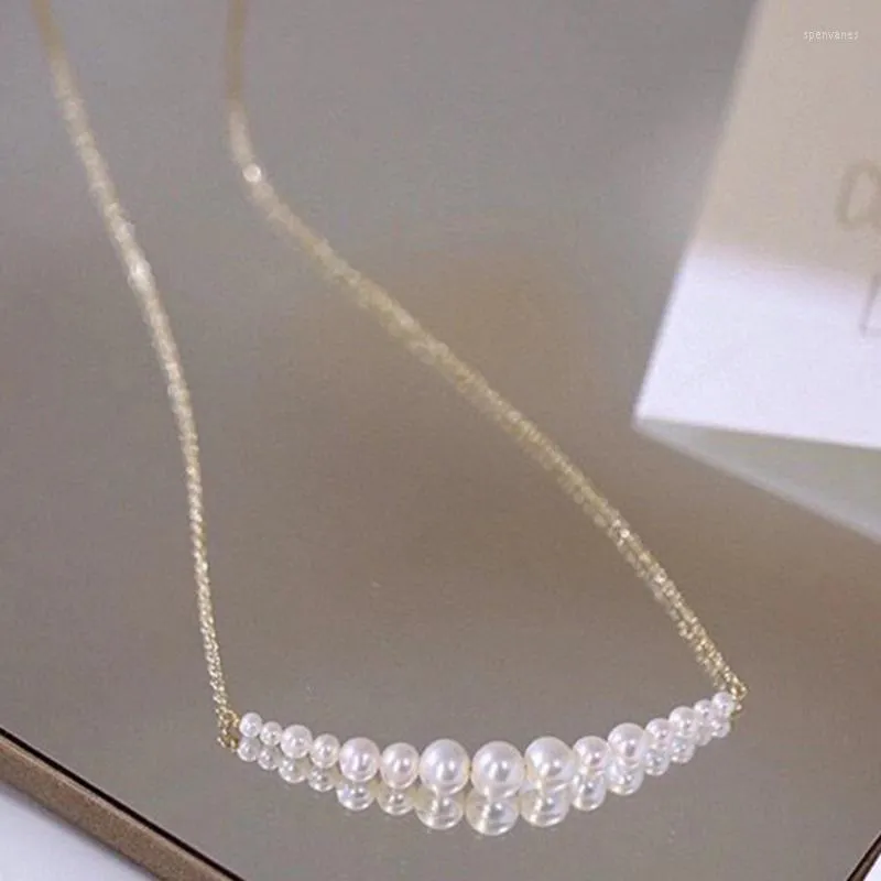 Kedjor Original Design Färgretention 14K True Gold Filled Natural Freshwater Pearl Smiling Halsband Diy Jewelry