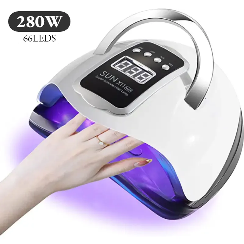 Nail Dryers 280W 66LEDS UV LED Nail Dryer For Drying Gel Polish Portable Design Nail Lamp With Motion Sensing Nail Art Manicure Tools 230403