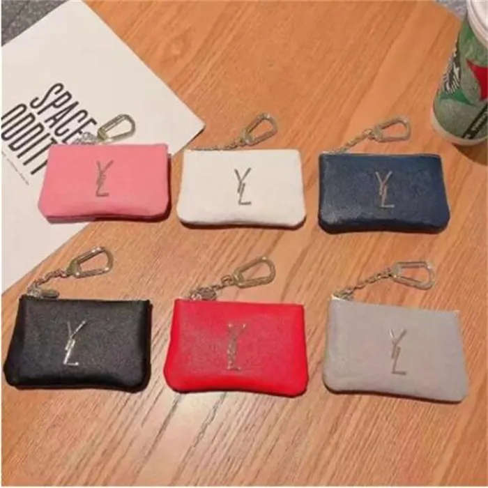 Diseñador Hombres Mujeres Monedero Moda Letras de lujo Cremallera de cuero Llavero Bolsa Mini Carteras Titulares de tarjetas