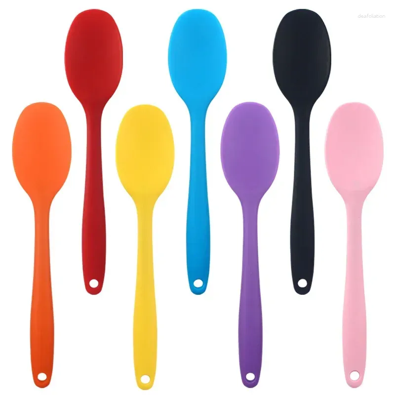 Cuillères Mini cuillère en Silicone, antiadhésive résistante aux hautes températures pour la cuisson, mélange, agitation, fournitures de cuisine