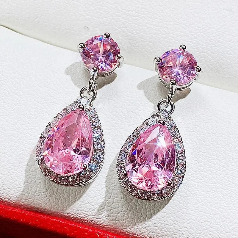 Pendientes colgantes CAOSHI de lujo para mujer, cristal brillante, piedra de Zirconia, 5 colores disponibles, accesorios de fiesta para mujer noble, regalo de joyería