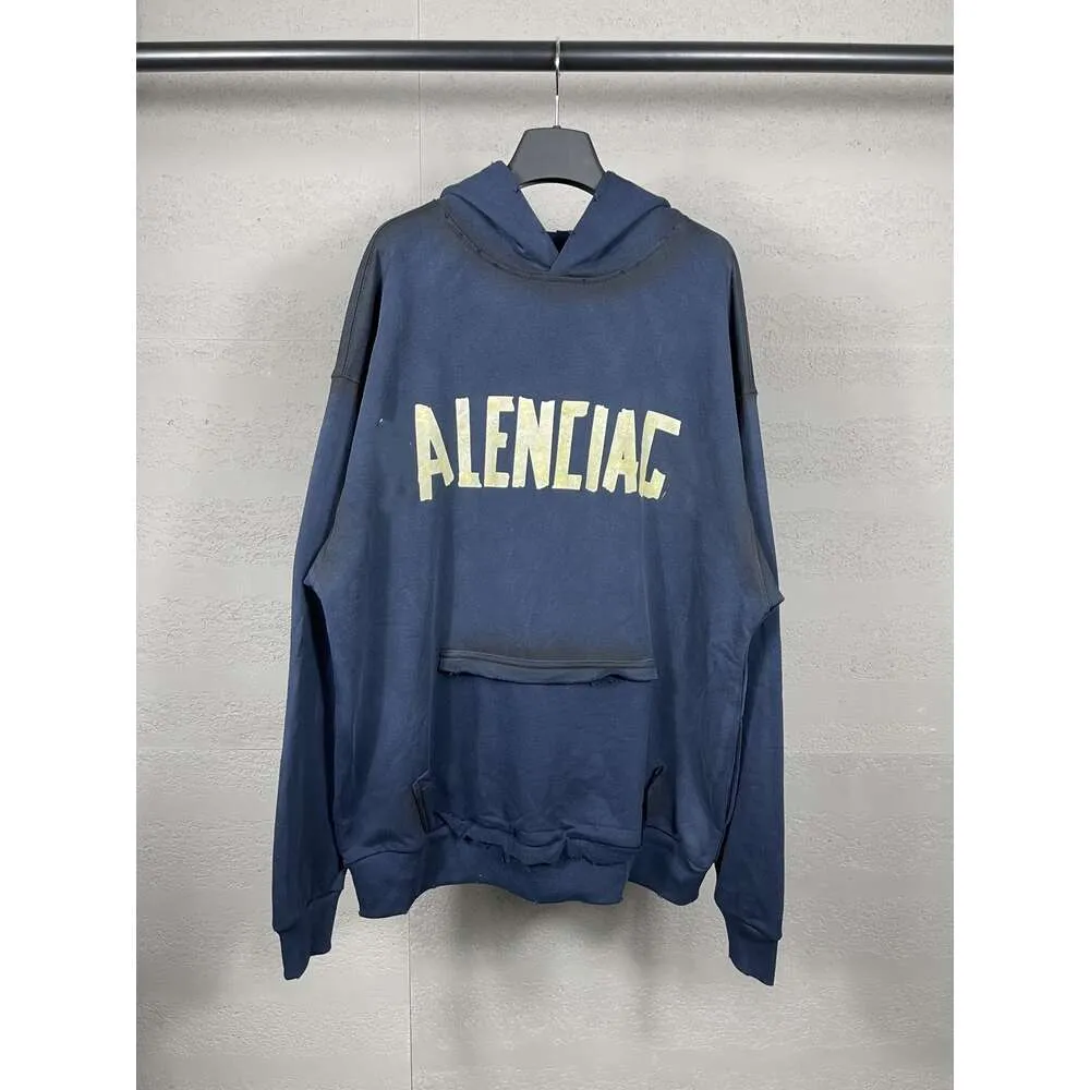 Version Men Sweaters Loose Hooded Balenciigs Hoodies Paris Sleeved Hoodie Sweater High b Long Family Adhesive Tape Casual Paper Letter Printing Unisex