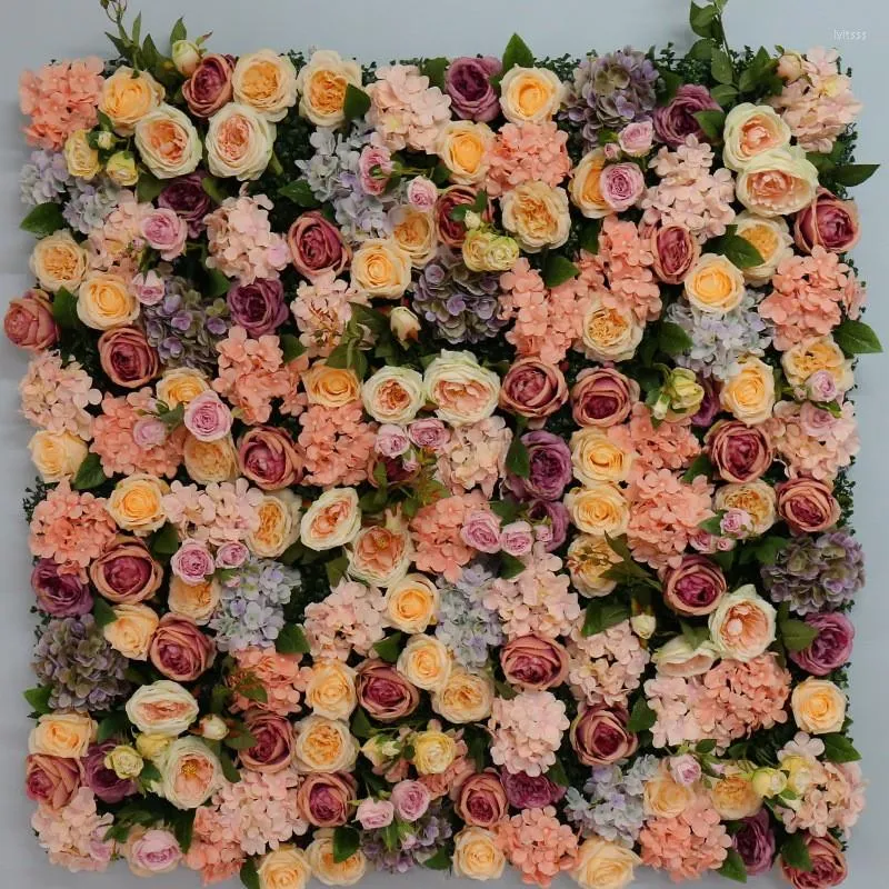 Decorative Flowers 1.2m Artificial Flower Wedding Decoration Background Wall Silk Rose Peony Hydrangea Tulip Mix Plant Simulation Row