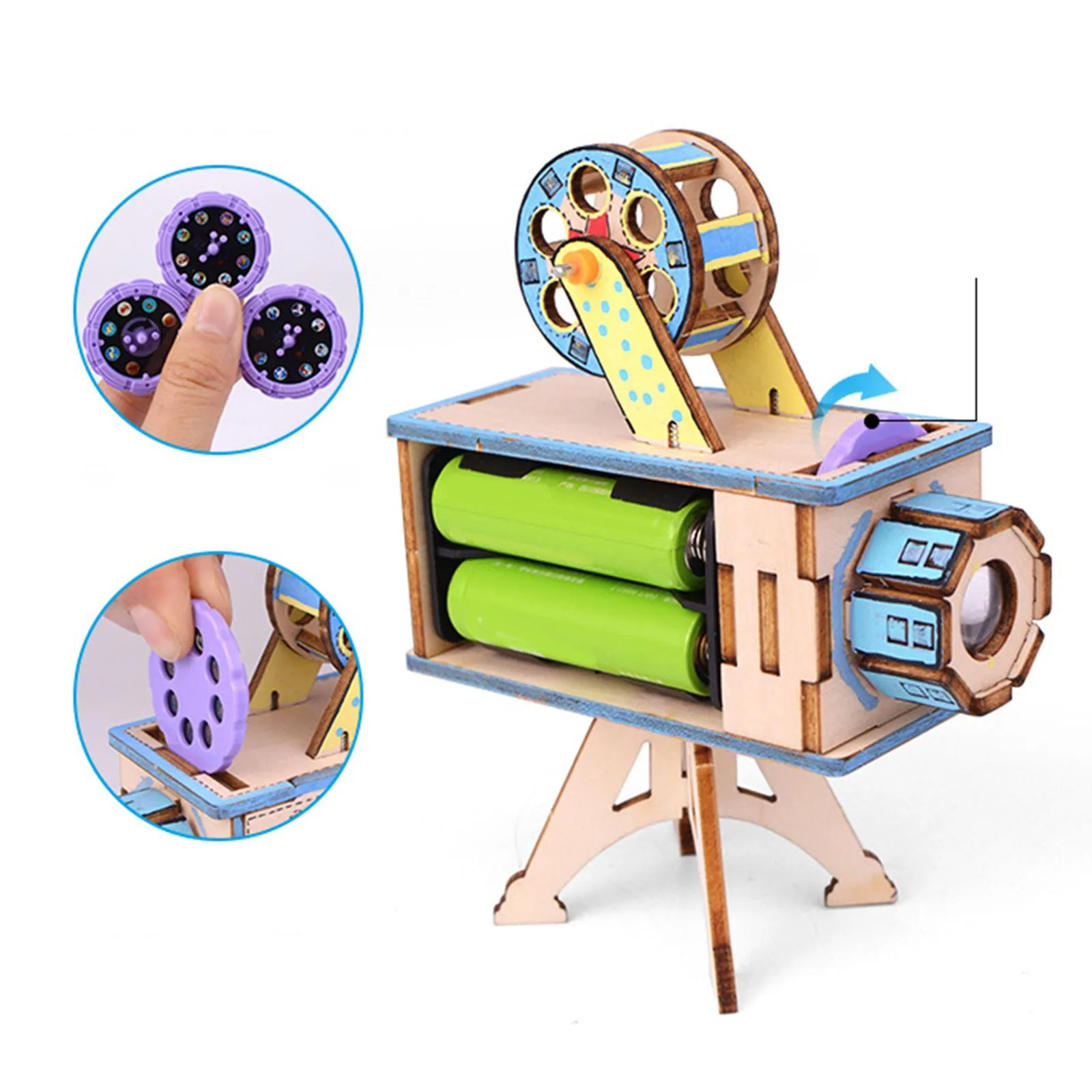 Wood Science Project Model Kit Projector 3D Building Puzzles Electronic Technology Small Production for Children Birthday Gifts