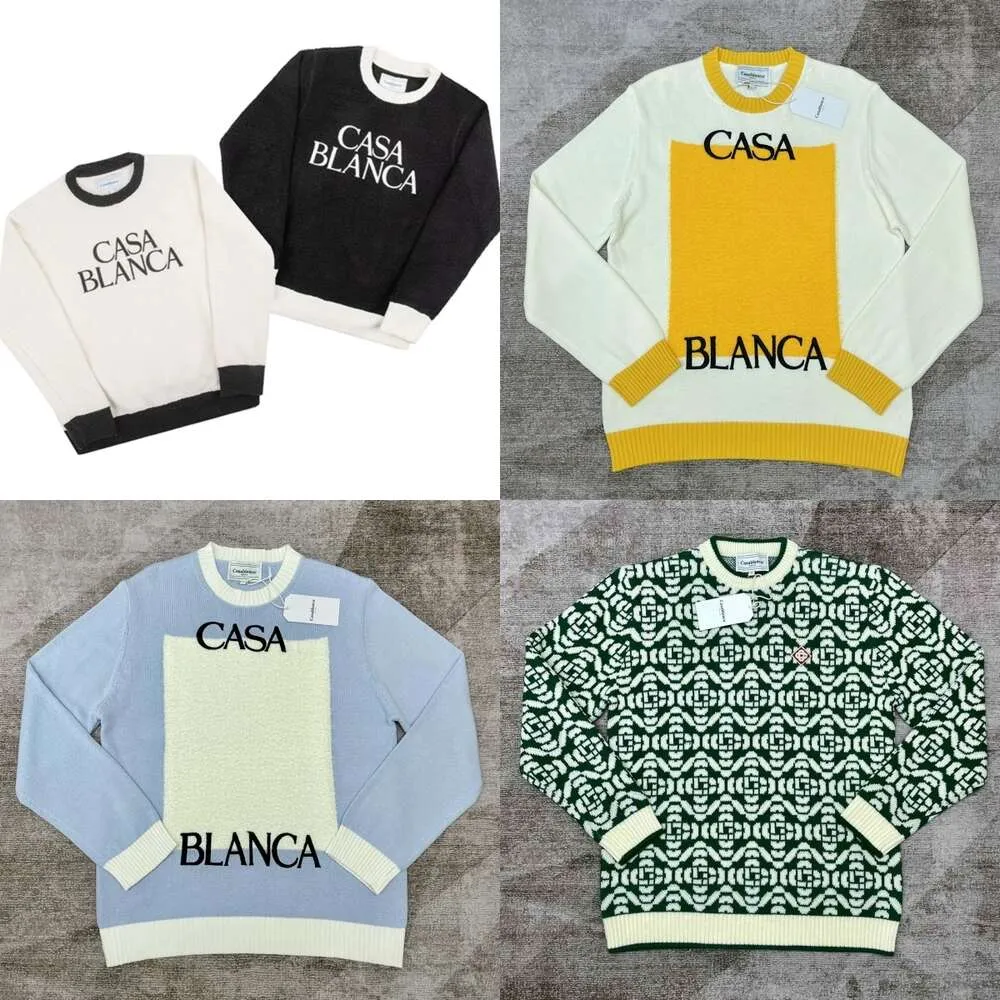 23AW Kazablanka Tasarımcı Hoodie Sweater Klasik Stil Sıcak Moda Gelgit Günlük Mektup Desen Yuvarlak Boyun Erkekler Çok yönlü Yün Örgü Kapşonlu Ceket Trendi Kazablanc