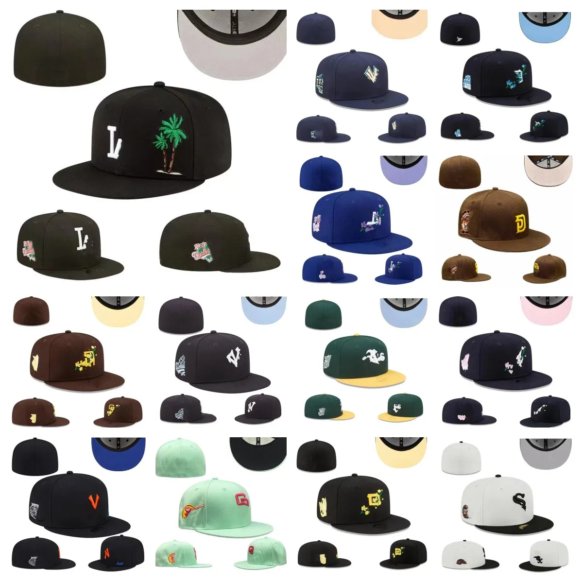 Homens Mulheres Designer Chapéus Ajustados Tamanho Flat Hat Baseball Fit Flat Chapéu Bordado Nova Era Cap Ajustável Basquete Caps Esportes Ao Ar Livre Hip Hop Gorros Malha Cap Mix Order