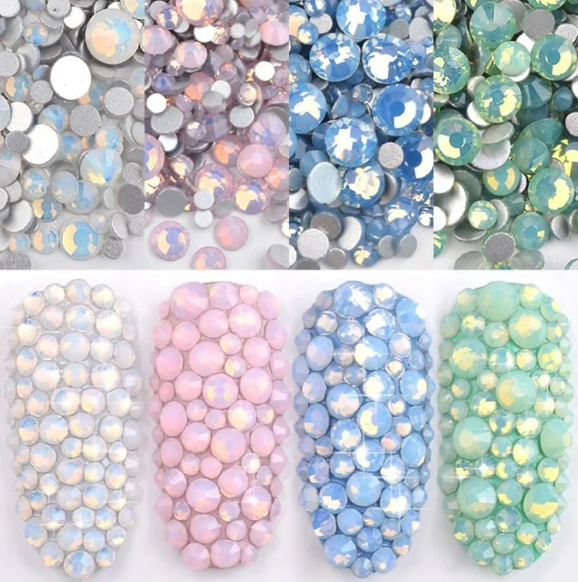 Multi Size SS4SS20 Opaal Nagelsteentjes Platte Bodem Kleurrijke Kristallen Glazen Edelstenen Voor DIY UV Gel 3D Nagels Decoraties8042168