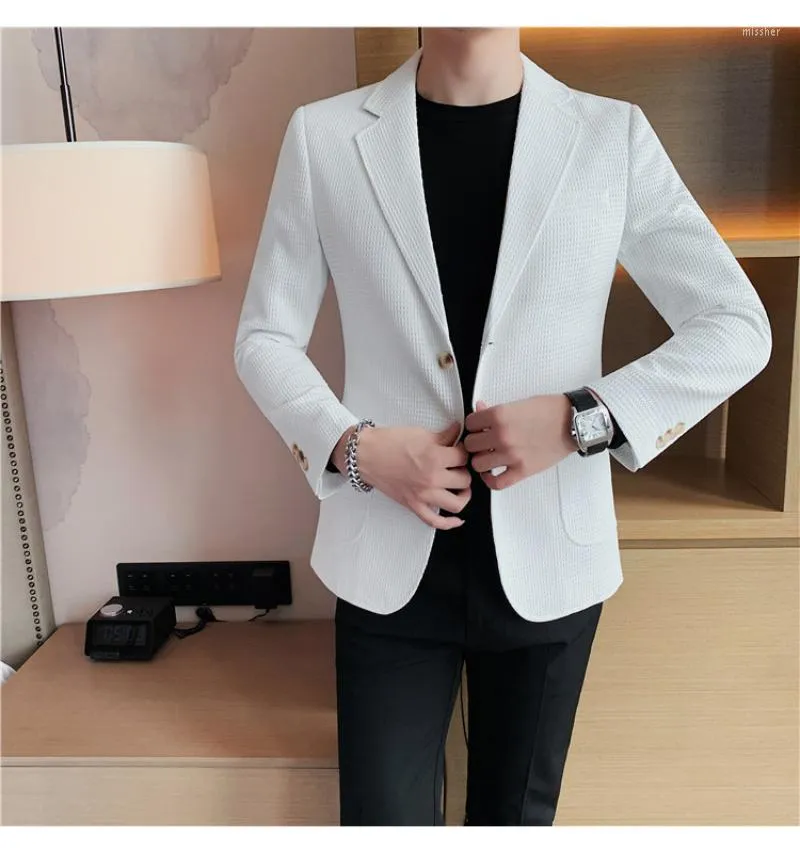 Męskie garnitury Wysokiej jakości Blazer Men's Italian Style Premium Prosta moda elegancka elegancka biznesowa praca dżentelmena garnitur dopasowany kurtka