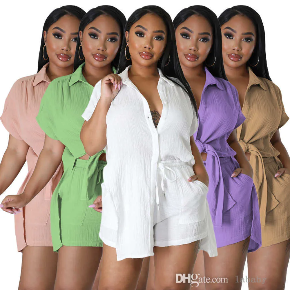 Dames Tracksuits Designer 2023 Zomer Casual sweatsuits Solid Color Split Split shorts Shorts Twee -delige Set Women Clothing