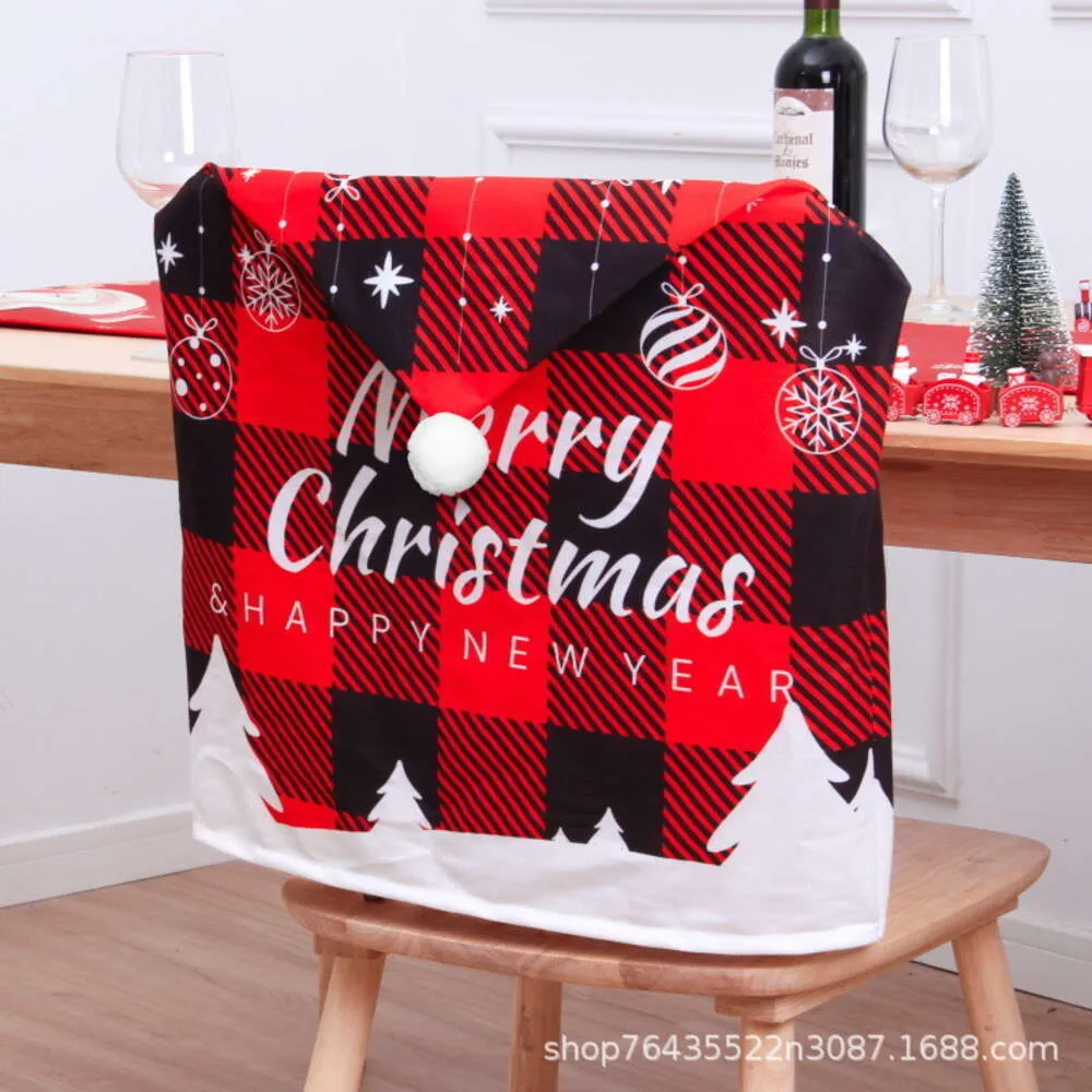 2023 New Cover Christmas Decorations Double-sided Printed Flannelette Table Chair Backrest cosplay