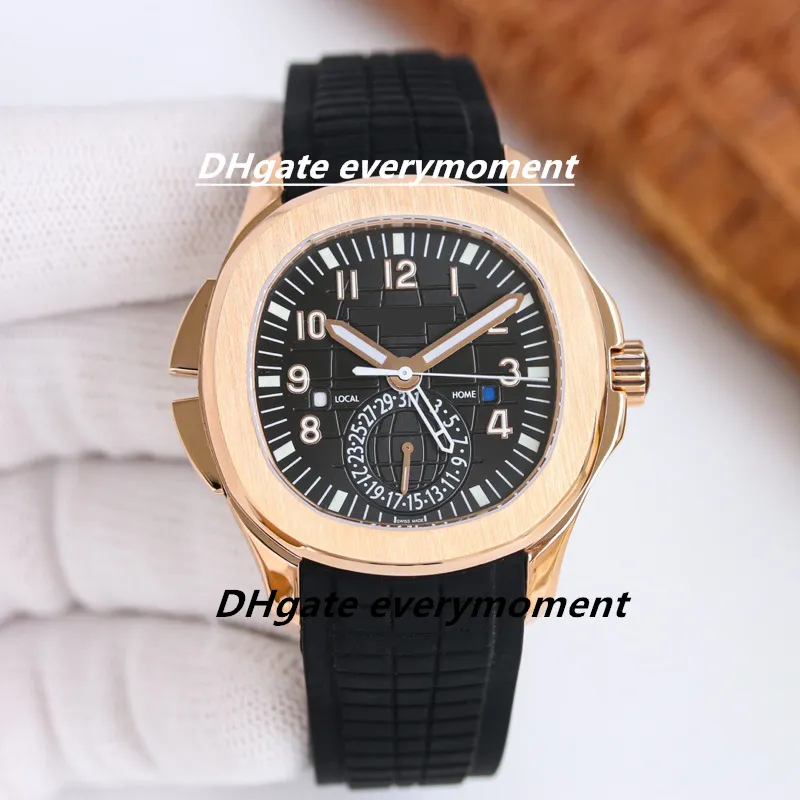 Super wysokiej jakości męskie zegarki 5164A Podwójna strefa czasowa Automatyczne zegarek mechaniczny 40,8 mm CAL.324 PPF Fabryka Made Sapphire Waterproof Watch Watch Guma