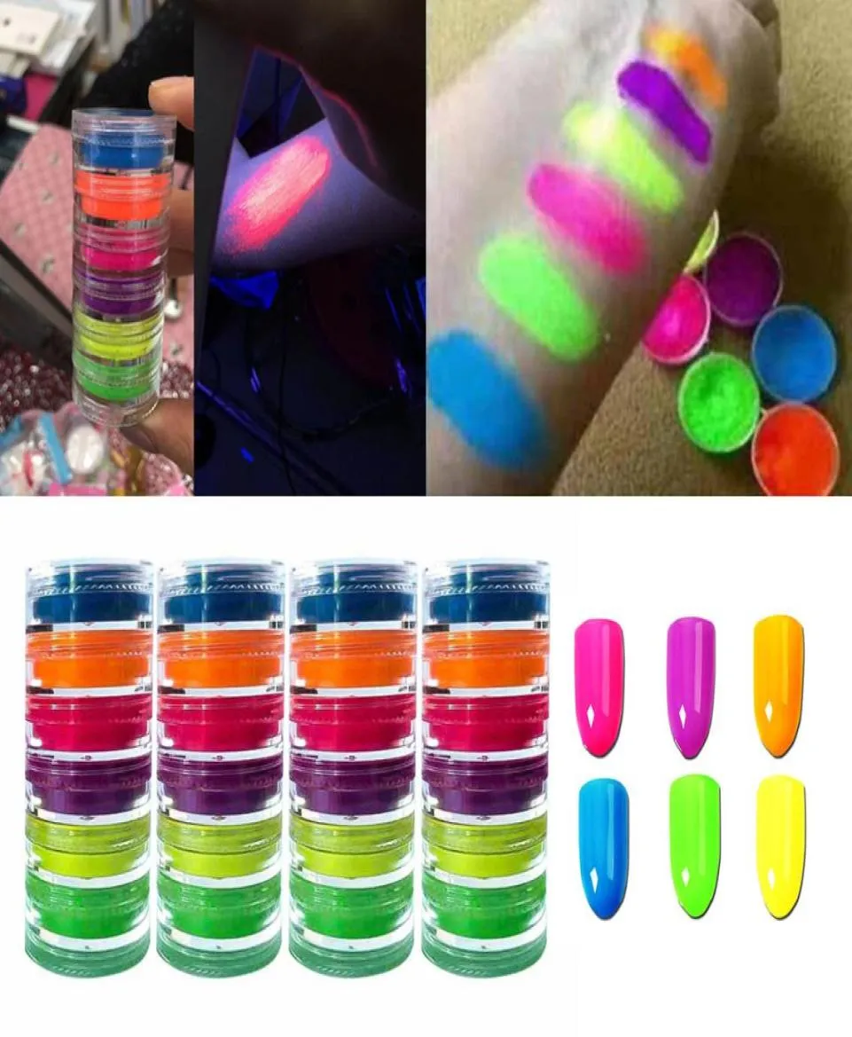 6Color Nail Glitter Powder Neon Pigment Gradient Glitter Iridescent Acrylic Nail Powder Polish Professional Decoration July268267328