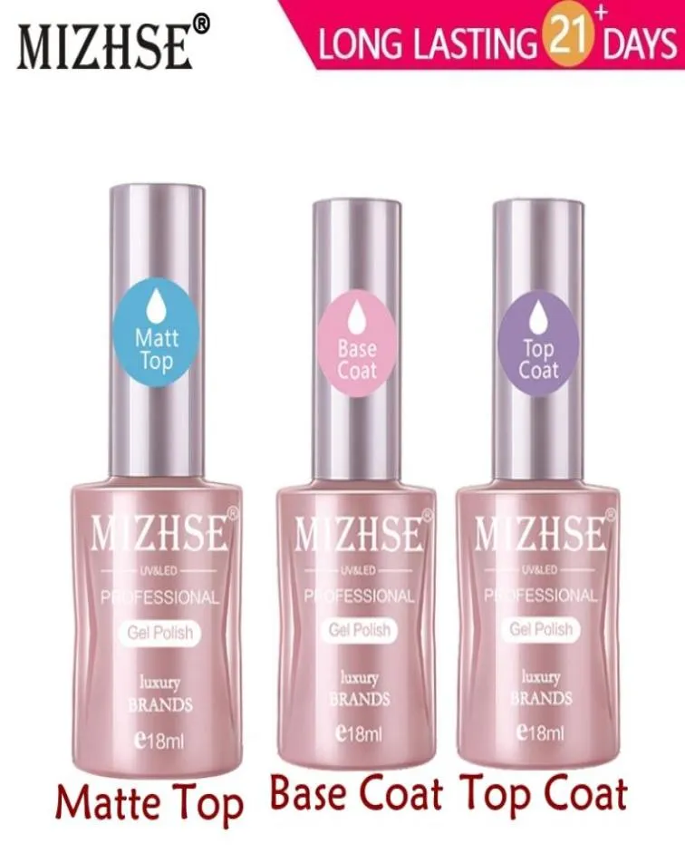 MIZHSE Geen Vegen Top Basislaag Matte Top Transparante Gel Nagellak UV LED Nail Primer Builder Vingernagel Gel vernis Lak1975975