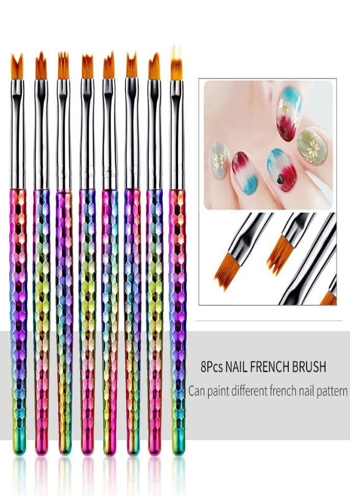 Nail Art Mermaid Brush Gradient French Moon Shading Pen målning Tips Tips Akrylgel UV Polish Design Manicure Tools2077014