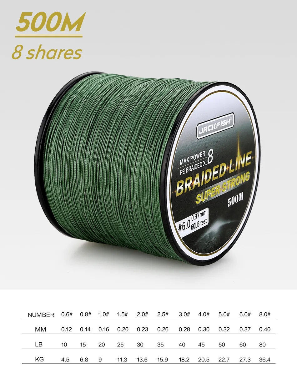 Braid Line JACKFISH 500M 8 Strand Smoother PE Braided Fishing Line 10 80LB  Multifilament Fishing Line Carp Fishing Saltwater With Gift 230403 From  Nian07, $14.01